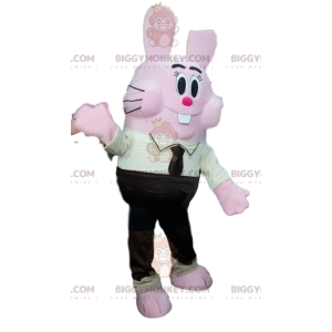 BIGGYMONKEY™ Costume da mascotte Comic Pink Bunny in abito nero