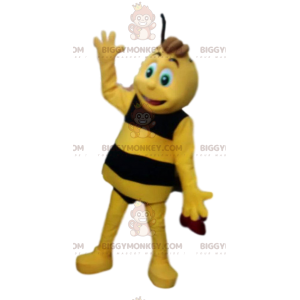 Söt och busig gul och svart bi BIGGYMONKEY™ maskotdräkt -
