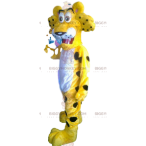 Traje de mascote BIGGYMONKEY™ de leopardo amarelo super fofo e