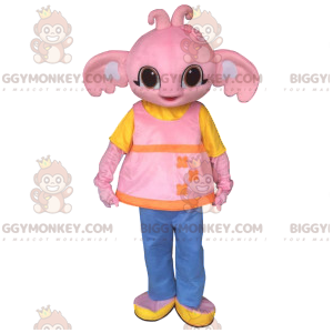 BIGGYMONKEY™ Costume da mascotte Simpatico elefantino rosa e
