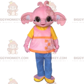 BIGGYMONKEY™ Maskottchen-Kostüm Niedlicher rosa Babyelefant und