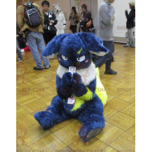 BIGGYMONKEY™ All Furry Blue White and Green Rabbit Mascot -asu