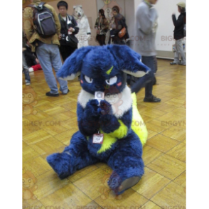 BIGGYMONKEY™ All Furry Blue White and Green Rabbit Mascot -asu