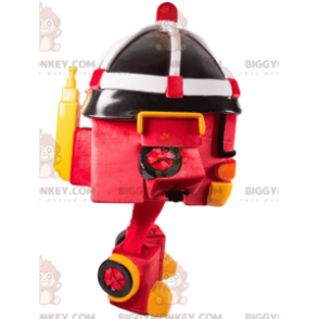 Kostým maskota BIGGYMONKEY™ transformujícího se hasiče a jeho