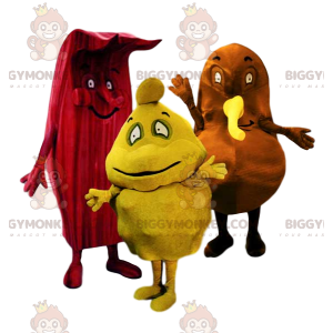 Rosso, giallo e marrone strano trio di mascotte di BIGGYMONKEY