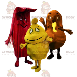 Czerwony, żółty i brązowy Dziwne trio maskotek BIGGYMONKEY™ -