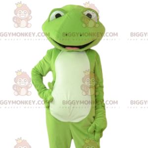 Disfraz de mascota BIGGYMONKEY™ de rana verde muy elegante y