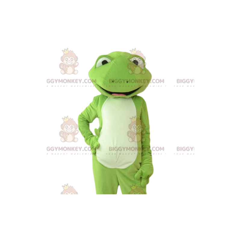 Costume de mascotte BIGGYMONKEY™ de grenouille verte très