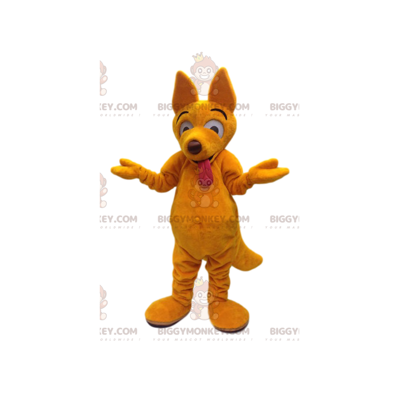 BIGGYMONKEY™ Gelber Dingo-Wolf-Maskottchen-Kostüm mit lustigem