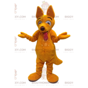 Κίτρινη στολή μασκότ με αστείο πρόσωπο BIGGYMONKEY™ Dingo Wolf