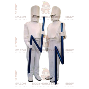 BIGGYMONKEY™ Maskottchen-Kostüm-Duo aus weißer Ente und ihrem