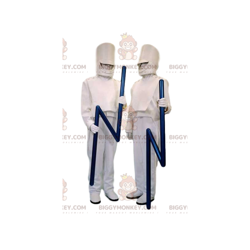 Traje de mascote BIGGYMONKEY™ Duo de Pato Branco e seu Espectro