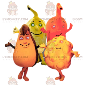 BIGGYMONKEY™s maskotkvartet af farverige og komiske frugter -