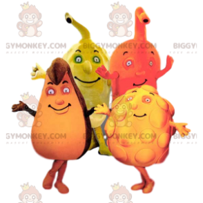 O quarteto de mascote do BIGGYMONKEY™ de frutas coloridas e