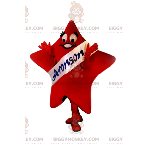Red Star BIGGYMONKEY™ maskotkostume med hvidt Aronson-tørklæde