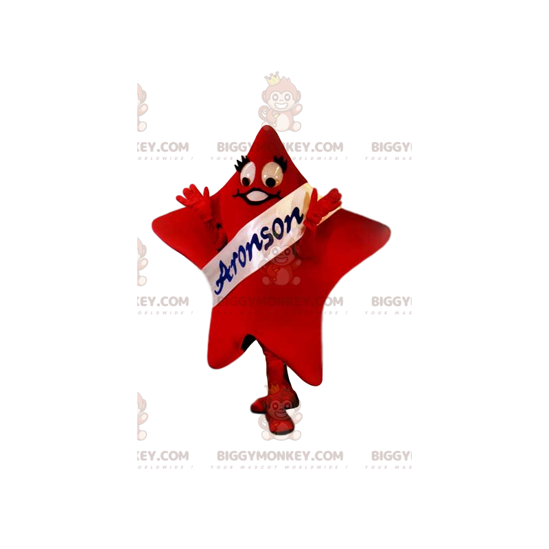 Red Star BIGGYMONKEY™ Mascot Costume with Aronson White Scarf –