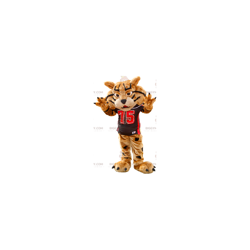 Brown and Black Tiger BIGGYMONKEY™ Mascot Costume In Sportswear