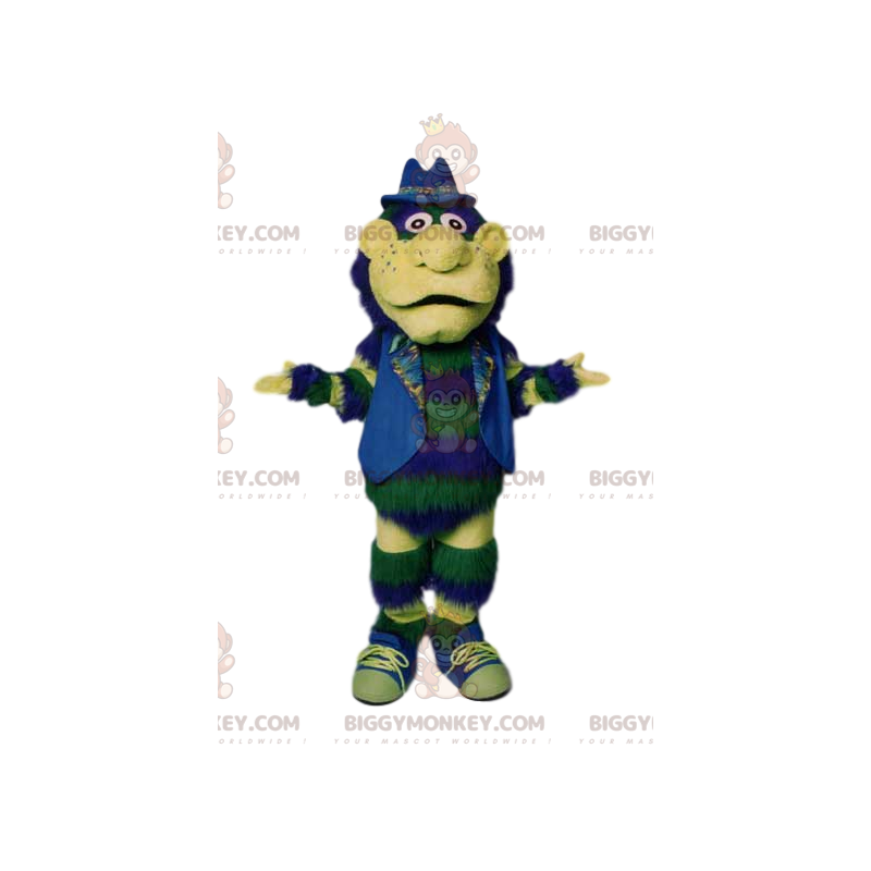 Kostým zeleného muže BIGGYMONKEY™ maskota s bundou a modrým