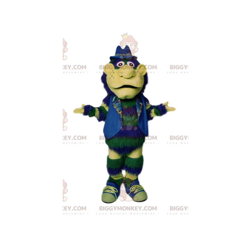 Traje de mascote Green Man BIGGYMONKEY™ com jaqueta e chapéu