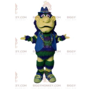 Kostým zeleného muže BIGGYMONKEY™ maskota s bundou a modrým