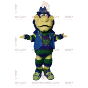 Traje de mascote Green Man BIGGYMONKEY™ com jaqueta e chapéu