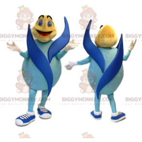 Costume de mascotte BIGGYMONKEY™ de bonhomme bleu avec ses