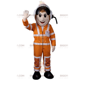BIGGYMONKEY™ astronautmaskotdräkt med orange outfit och vit