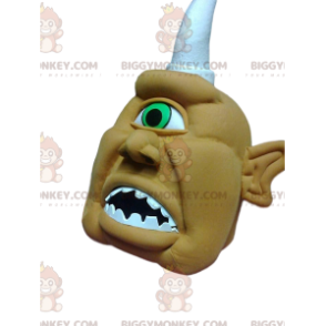 BIGGYMONKEY™ Cruel Cyclops Khaki och White Horn Mascot Costume