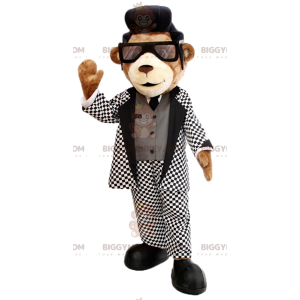 BIGGYMONKEY™ bear mascot costume with rock 'n' roll outfit and