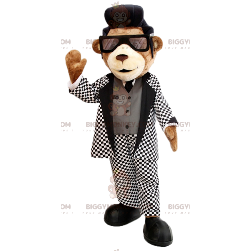 Traje de mascote de urso BIGGYMONKEY™ com roupa de rock 'n'