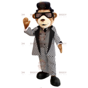 BIGGYMONKEY™ bear mascot costume with rock 'n' roll outfit and