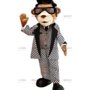 BIGGYMONKEY™ bear mascot costume with rock 'n' roll outfit and