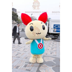 Costume de mascotte BIGGYMONKEY™ de lapin blanc et rouge en