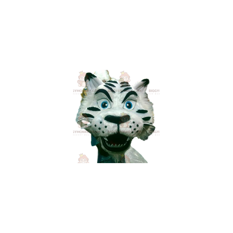Royal White Tiger BIGGYMONKEY™ Mascot Costume With Gorgeous Fur