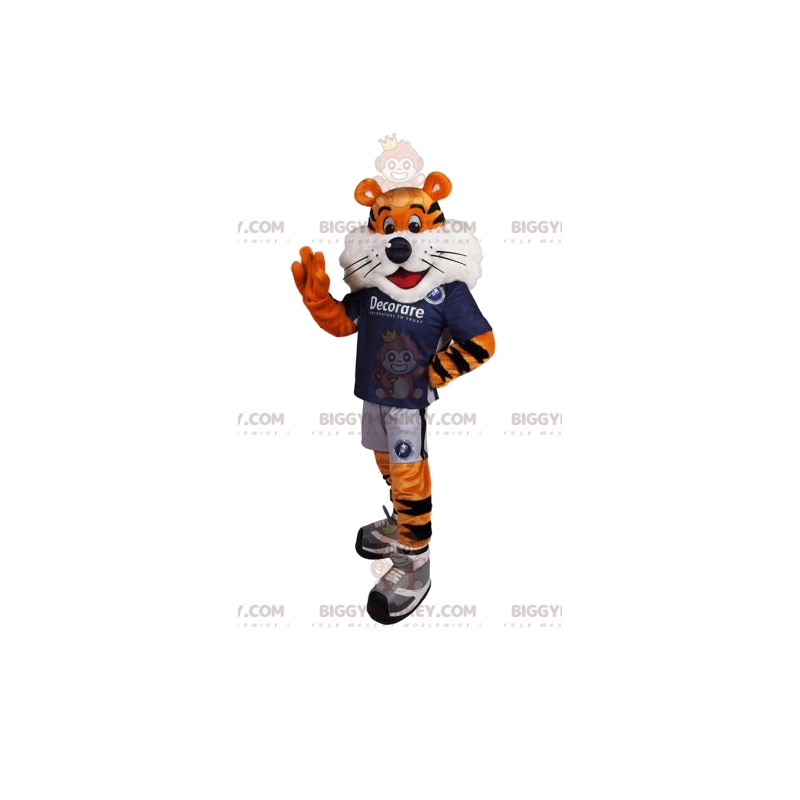 Traje de mascote do Tigre BIGGYMONKEY™ em quadrinhos e camisa