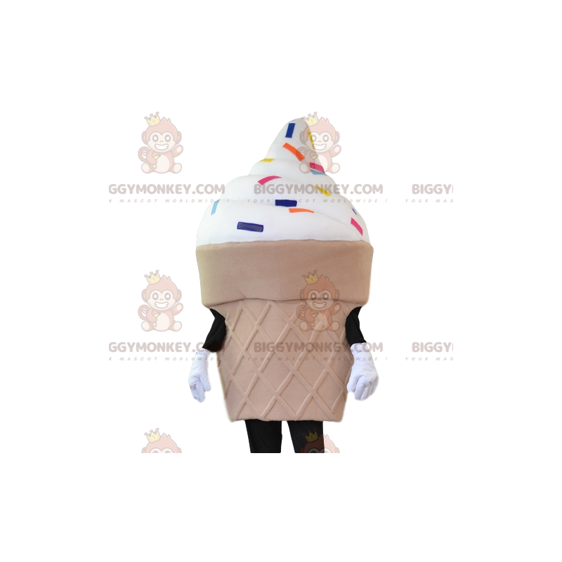 BIGGYMONKEY™ mascottekostuum ijshoorntje en veelkleurige