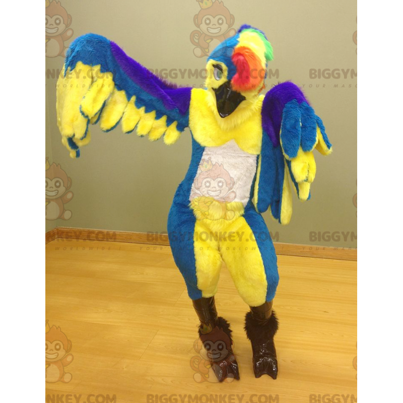 Flerfarvet fuglepapegøje BIGGYMONKEY™ maskotkostume -