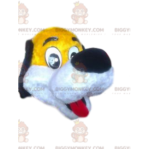 BIGGYMONKEY™ maskotdräkt Rolig gul hund med stor svart nosparti