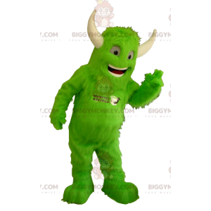 BIGGYMONKEY™ Costume da mascotte Mostro verde tutto peloso con