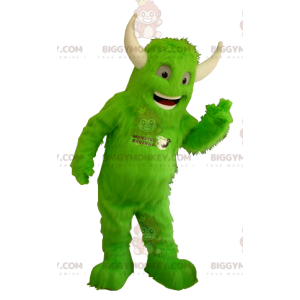 Green Alien BIGGYMONKEY™ Mascot Costume with Antennae and Hat