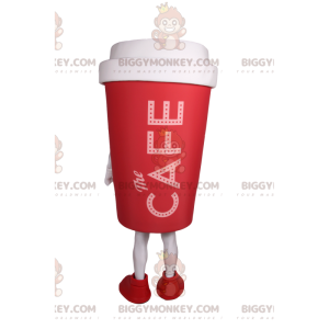 Afhaalmaaltijden rode koffiekop BIGGYMONKEY™ mascottekostuum -