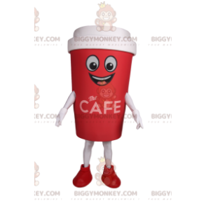 Costume da mascotte BIGGYMONKEY™ con tazza di caffè rossa da