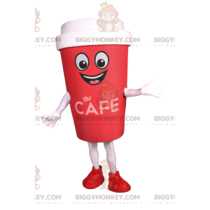 Costume da mascotte BIGGYMONKEY™ con tazza di caffè rossa da