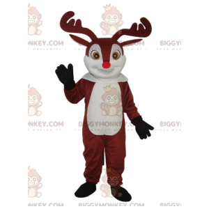 Traje de mascote BIGGYMONKEY™ de nariz vermelho de rena fofa –