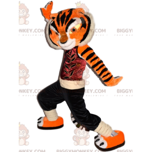 Tiger BIGGYMONKEY™ Maskottchen-Kostüm mit Kampfkunst-Outfit -