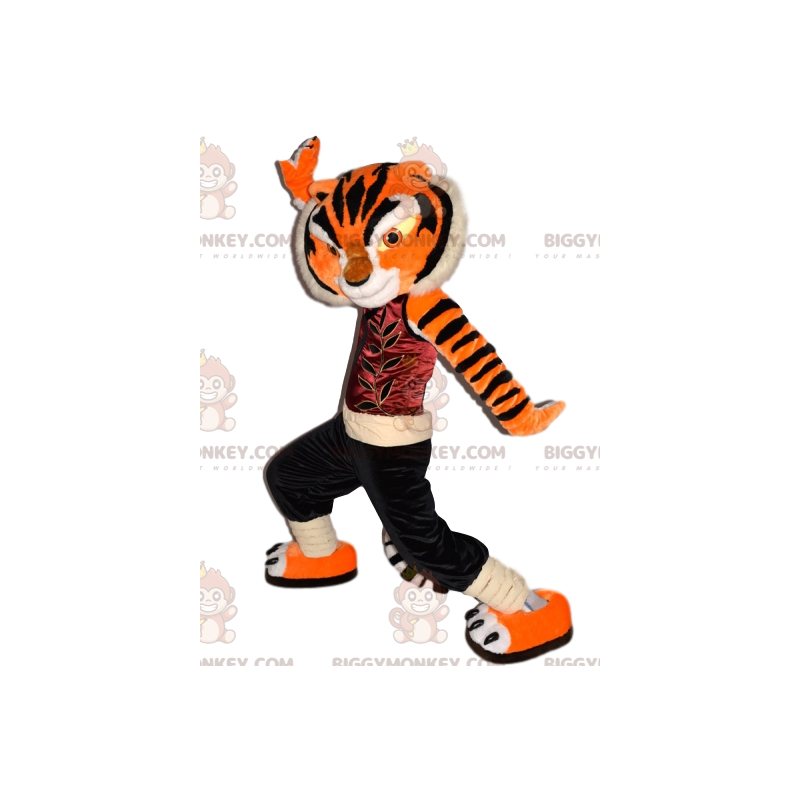 Tiger BIGGYMONKEY™ Mascot Costume with Martial Art Outfit -