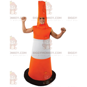 Costume da mascotte BIGGYMONKEY™ con cono di traffico arancione