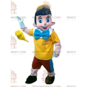 Traje de mascote Pinóquio BIGGYMONKEY™ e roupa vermelha