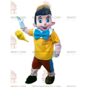 Traje de mascote Pinóquio BIGGYMONKEY™ e roupa vermelha