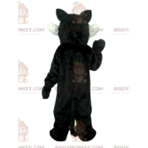 Costume de mascotte BIGGYMONKEY™ de loup cruel noir et blanc